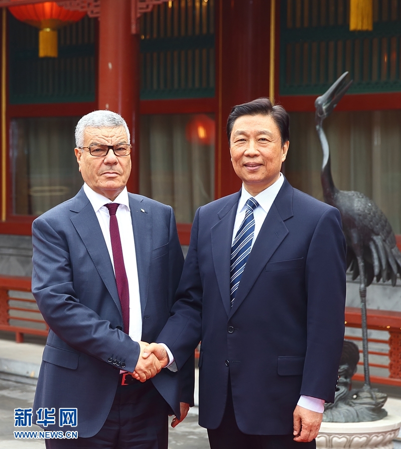 4月6日，國家副主席李源潮在北京會見由總書記薩伊達尼率領(lǐng)的阿爾及利亞民族解放陣線黨代表團。 新華社記者 丁海濤 攝