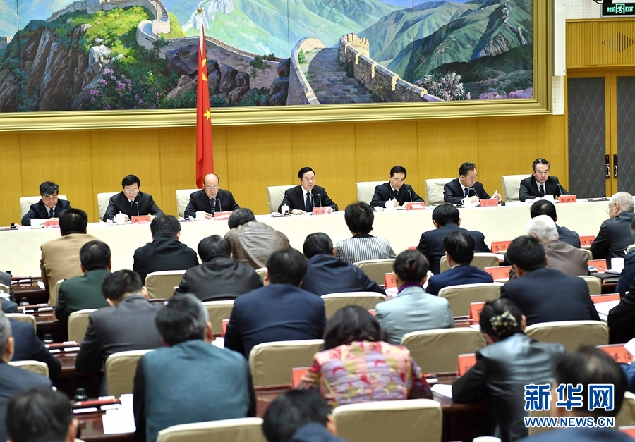 1月13日，中共中央政治局委員、中宣部部長、全國“掃黃打非”工作小組組長劉奇葆在北京出席第三十次全國“掃黃打非”工作電視電話會議。新華社記者 李濤 攝