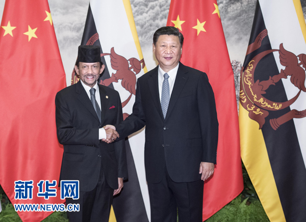 9月13日，國家主席習(xí)近平在北京人民大會堂同文萊蘇丹哈桑納爾舉行會談。 新華社記者 李濤 攝