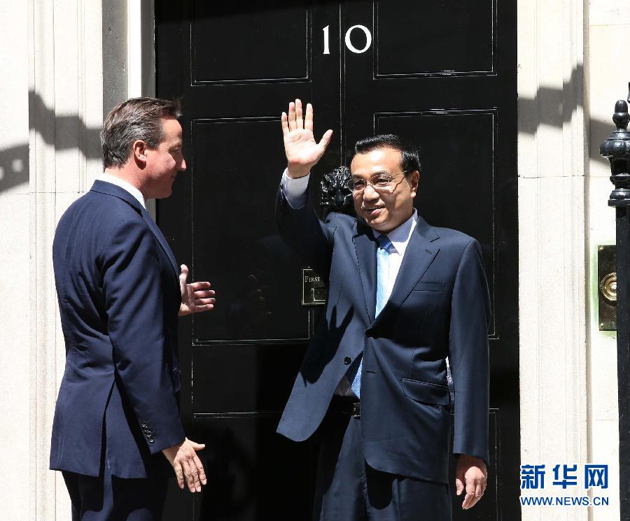 6月17日，中國國務院總理李克強在倫敦唐寧街10號首相府同英國首相卡梅倫舉行中英總理年度會晤。新華社記者 龐興雷 攝